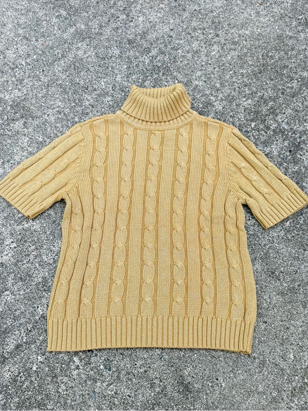 Liz Claiborne Golden Cable Knit Short Sleeve Turtleneck size M